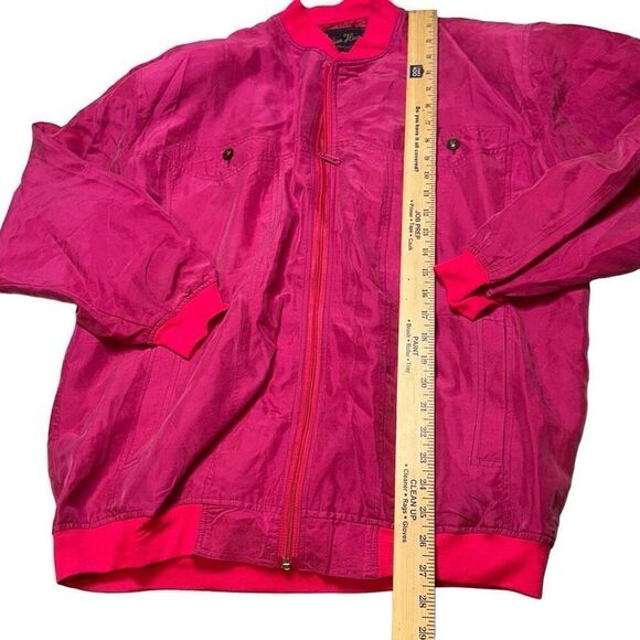 Vintage silk bomber windbreaker jacket men’s sz Med pink full zip - Picture 4 of 8